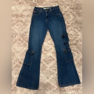 Mudd Dark Blue Flare Cargo Jeans